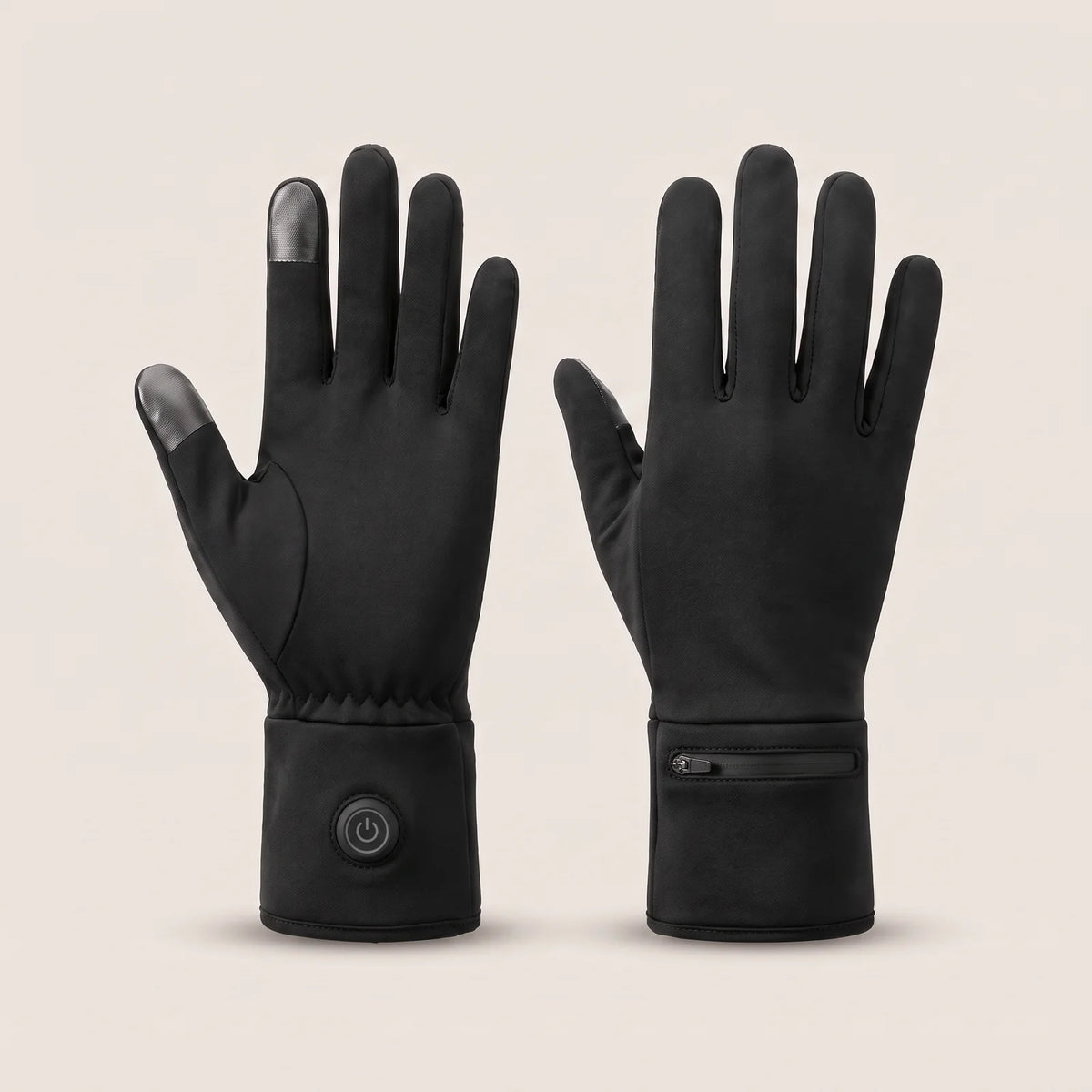 BergHeat Saddle thin heated gloves in black with button and battery pocket on the cuff