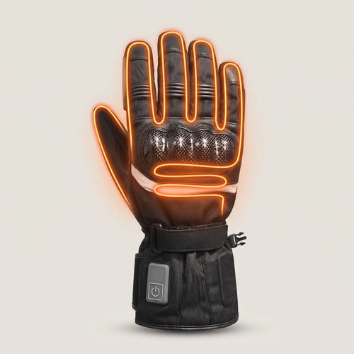 Heating zones of the Apex glove: warmth across the back of the hand and all five fingers
