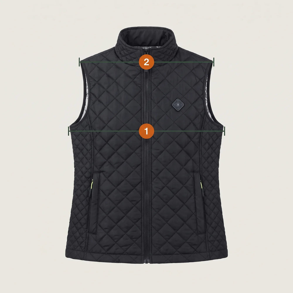 Vest with two measuring lines: 1 chest, 2 shoulder width