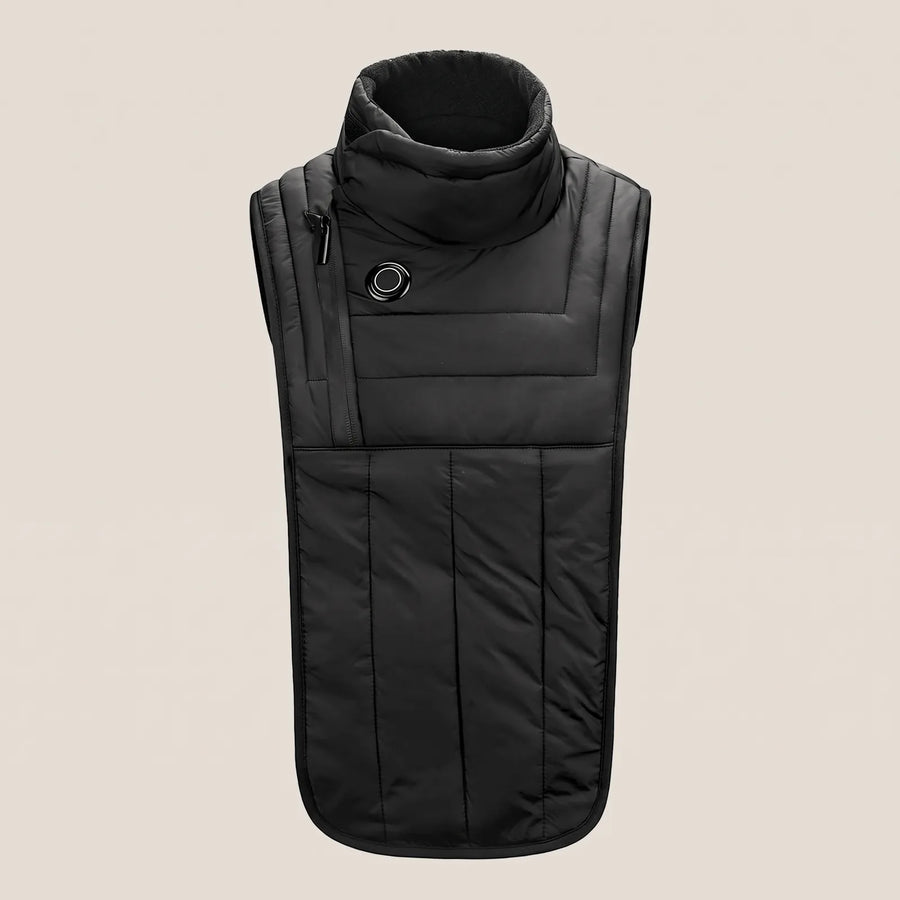 BergHeat heated neck and chest warmer in black, front view