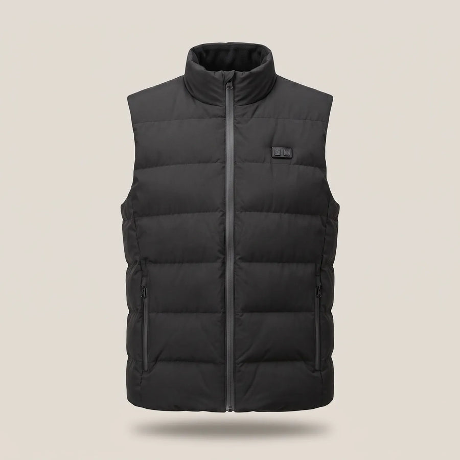 Heated vest 2.0 in black, front view